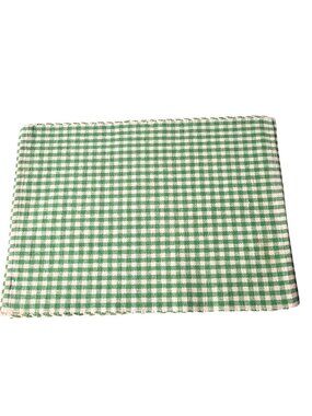 Green & White Gingham Placemats Set 4 Woven Cotton Blend Farmhouse Country